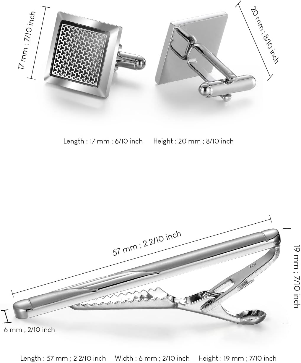 wynameleri Men's Cufflink and Tie Clip Set Fashion Designs with Luxury Gift Box for Party Business Wedding or Various Occasion