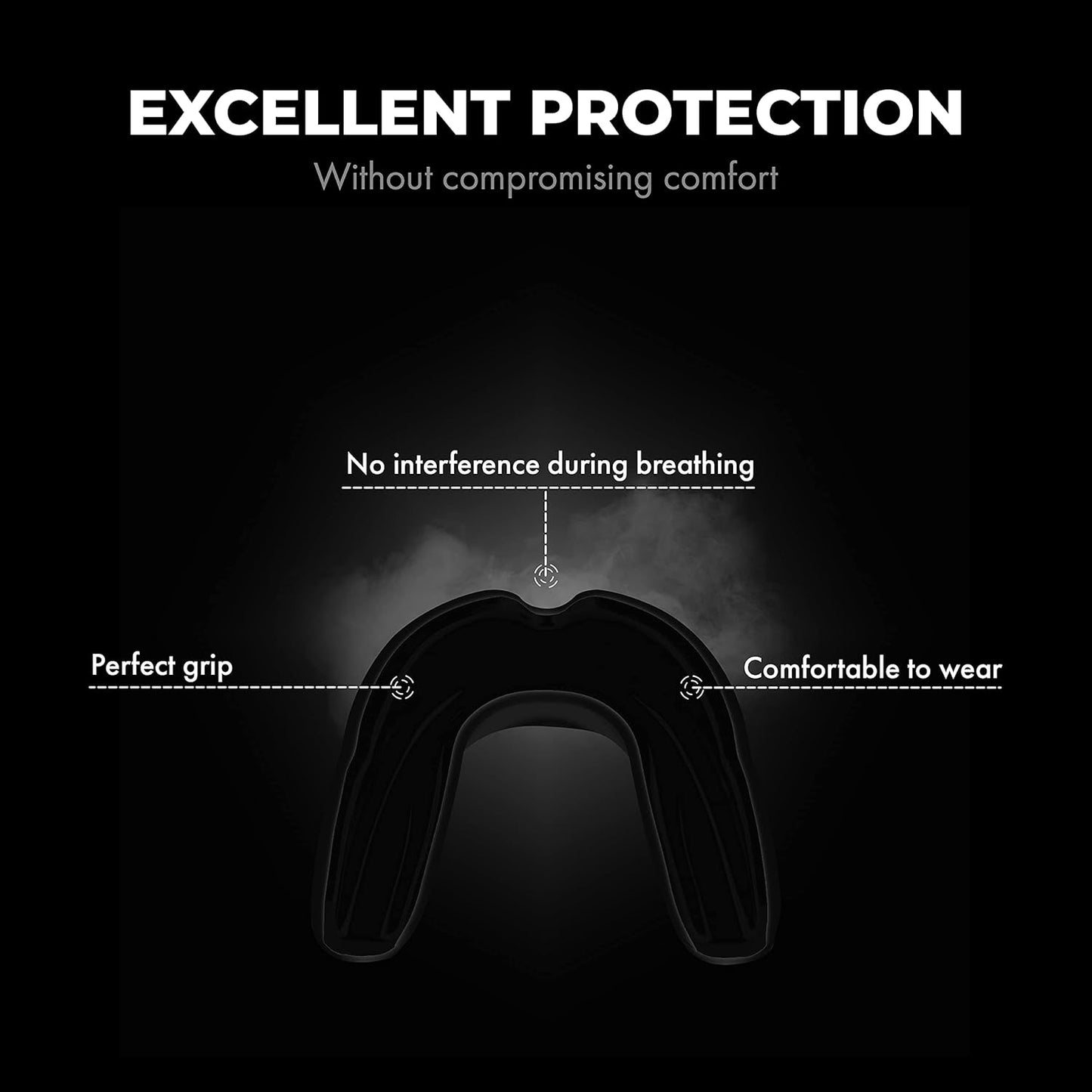 FIGHTR Premium Mouth Guard - for Excellent Breathing & Easy to fit | Sports Mouth Guard for Boxing, MMA, Football, Lacrosse, Hockey and Other Sports | incl. hygienic Box