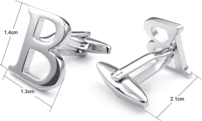 HONEY BEAR Men's Stainless Steel Alphabet Cufflinks with Wrist Collar Wedding Gift