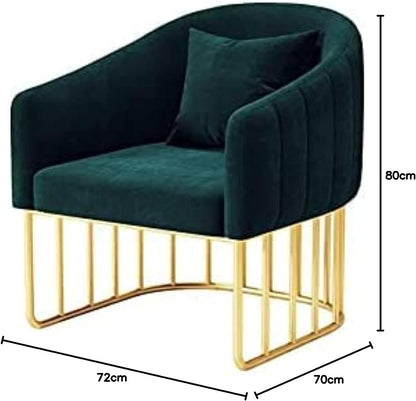 Modern Accent Velvet Chairs Comfy Upholstered Arm Chair Single Sofa With Golden Metal Frame Legs For Living Room Visitor Room (Beige)