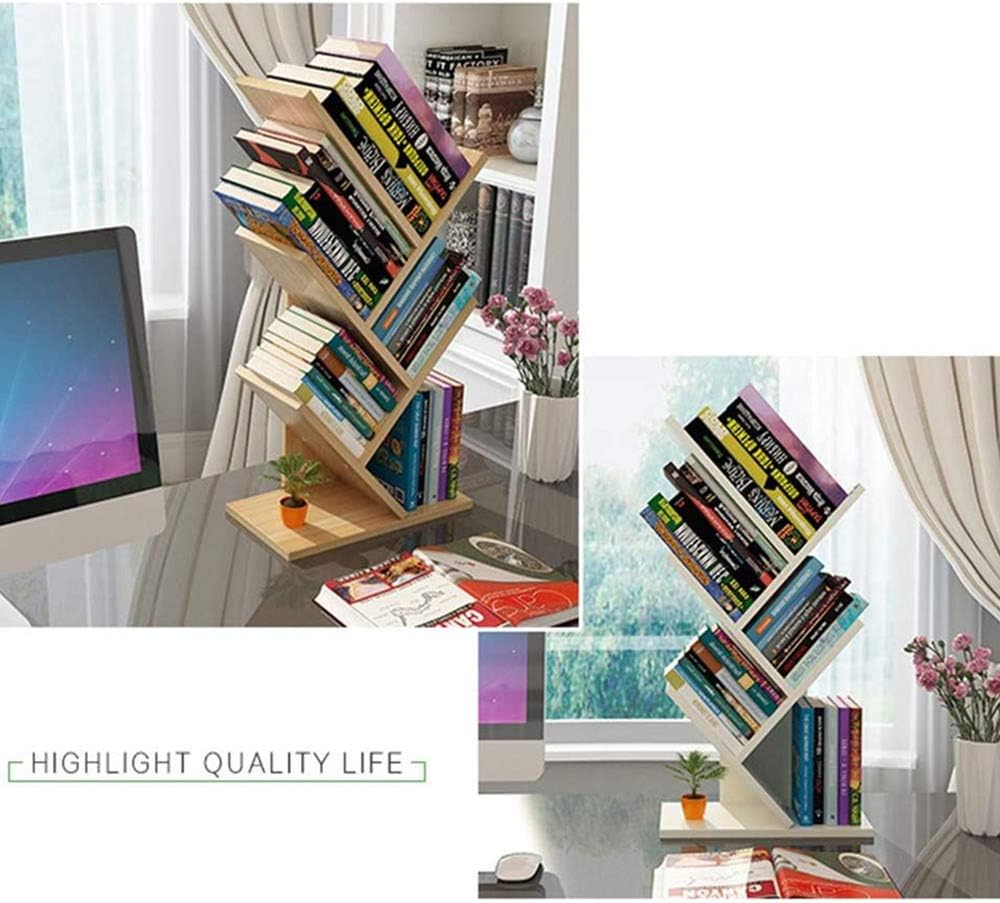 U-HOOME 8-Shelf Bookshelf Tree Bookcase Wood Bookshelves Storage Rack MDF Tree Book Shelf Display Organizer for Books,Magazines,CDs and Photo Album Holds Up to 5kgs Per Shelf ，White