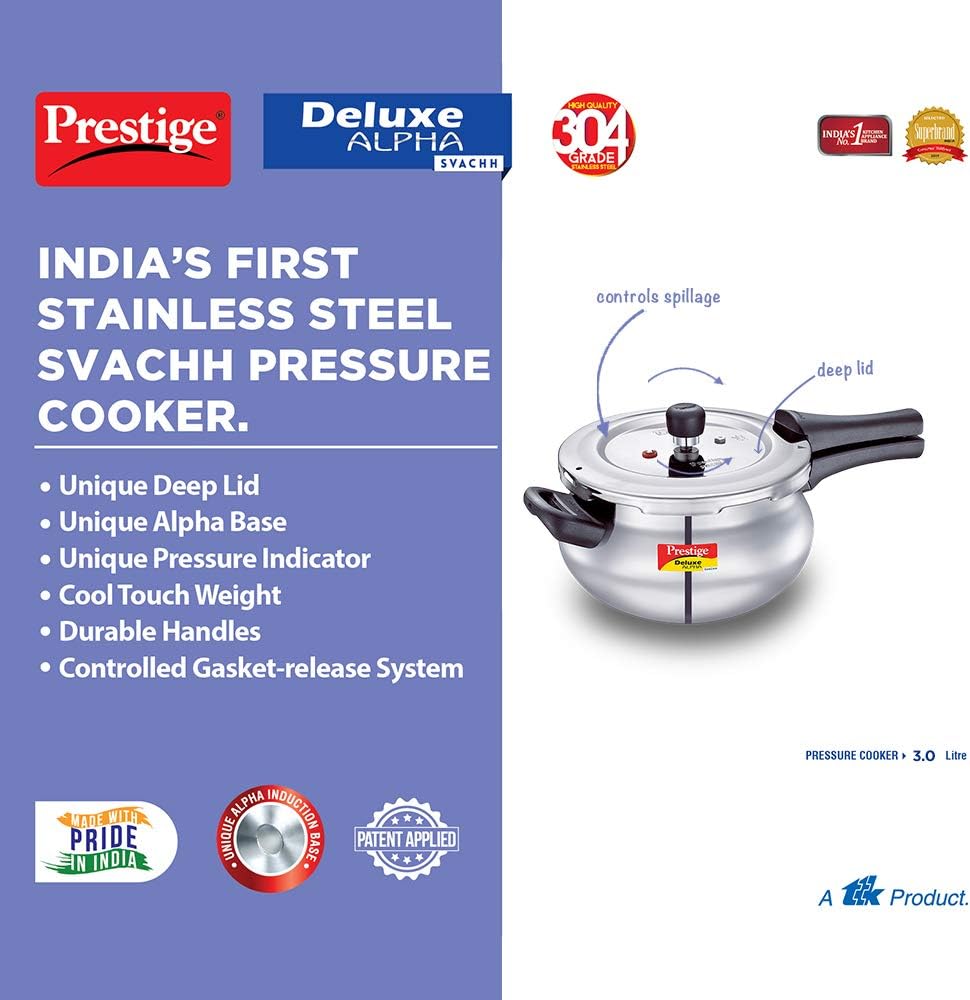 Prestige Stainless Steel Cooker Dlx Alpha Svachh Baby Handi 2 Ltr Cooker Mpd20266 | Silver