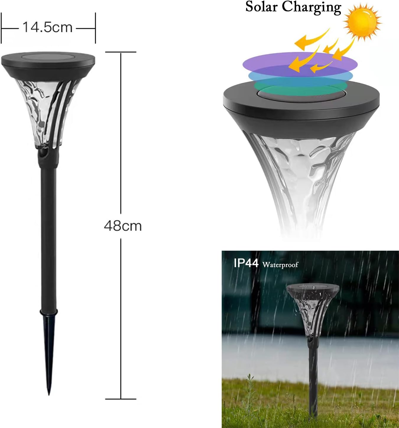 GGEROU Solar Pathway Lights Outdoor, Bright Solar Lights Outdoor, IP65 Waterproof Auto On/Off Solar Garden Lights Solar Powered Landscape Lighting for Garden, Lawn, Patio, Yard, Walkway (8 Pack)