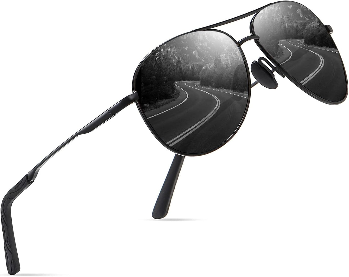 YUKANNA Sunglasses for Men Women Pilot Polarized Sun glasses with UV 400 Protection Metal Frame for Driving Golf Fishing
