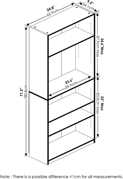 Furinno JAYA Simply Home 5-Shelf Bookcase, Black, one size