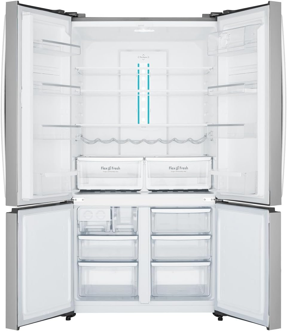 Electrolux Refrigerator, 4 Door Side by Side, French door, 600 Liters, No Frost Fridge, Inverter Compressor, Steel, Made in Thailand, EQA6000X"Min 1 year manufacturer warranty"