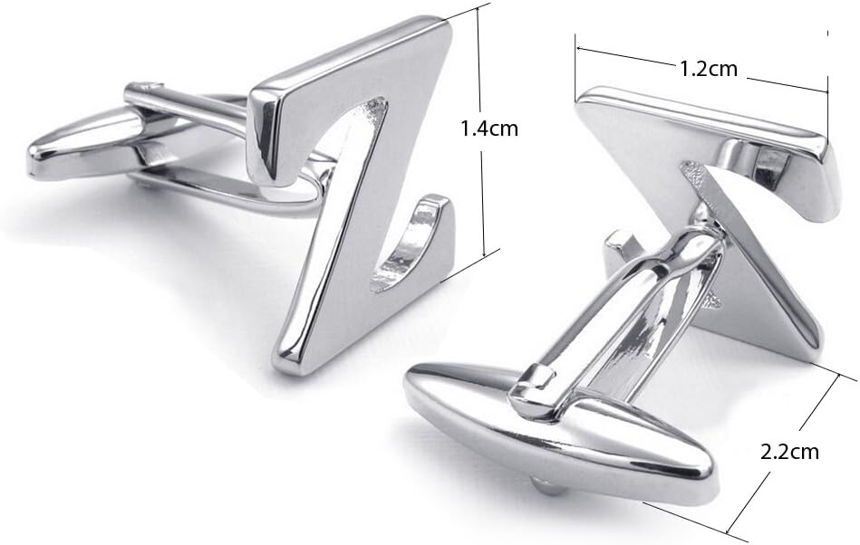 HONEY BEAR Men's Stainless Steel Alphabet Cufflinks with Wrist Collar Wedding Gift