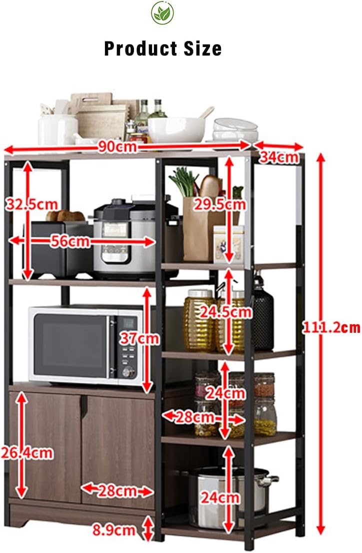 Kitchen Storage Cabinet with Door and Shelves, 4-Tier Microwave Oven Stand,Freestanding Storage Shelves for Kitchen, Bathroom, Home, Living Room,Beige