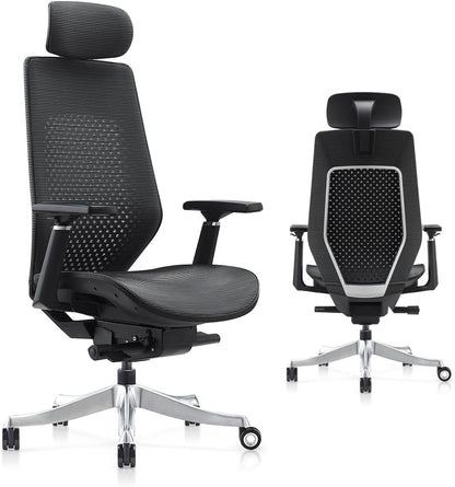 Navodesk ROVER Chair, Full Mesh Modern Office Chair with Chrome Base - Ergonomic Adjustable Office Chair With 3D Armrests - High Back Chair With Breathable Mesh Seat (COOL GREY)