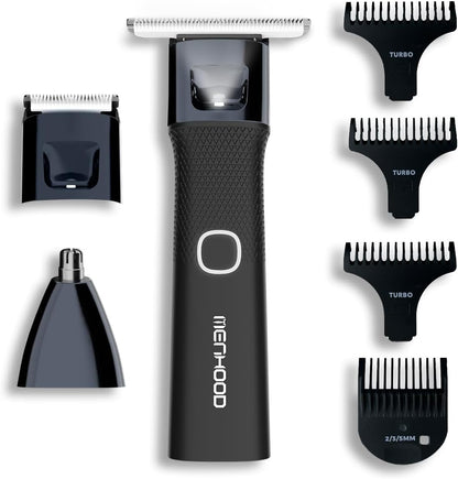 MENHOOD Battery Powered WaterProof Cordless Grooming Trimmer 2.0 for Men, with 4000k LED light & Power Status Display, Wireless Charging Support, Sensitive Skin Technology,150Min Runtime