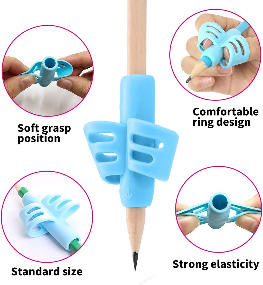 Pencil Grips Koabbit for Kids Hand Writing for Preschool,Writing Aid Grips Trainer Posture Correction,Universal Ergonomic Training Gripper for Righties and Lefties(3Pack)