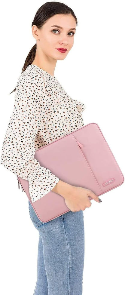 MOSISO Tablet Sleeve Case Compatible with iPad 10th 10.9 inch/Air 5th 10.9 / Pro 11 M2 / 9/8/7 10.2 / Air 4 10.9/Air 3 10.5/9.7,Polyester Vertical Bag, Pink