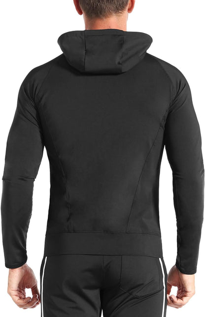 BROKIG Mens Zip Hoodies,Lightweight Gym Sports Sweatshirts Running Track Training Jackets with Pockets