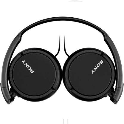 Sony MDR ZX110AP Wired On Ear Headphones with tangle free cable, 3.5mm Mini-jack pin, Headset with Mic for Phone Calls, Black, MDRZX110AP/B