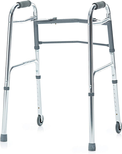 Uniforce Silver Folding with Wheel Walker Stick