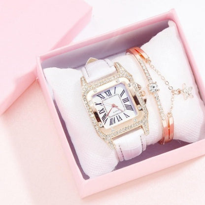 Luxury Womens Watch with Bracelet Gifts Set Rose Gold for Lady Female Elegant Wrist Watches Ladies Stylish Bracelet Watches