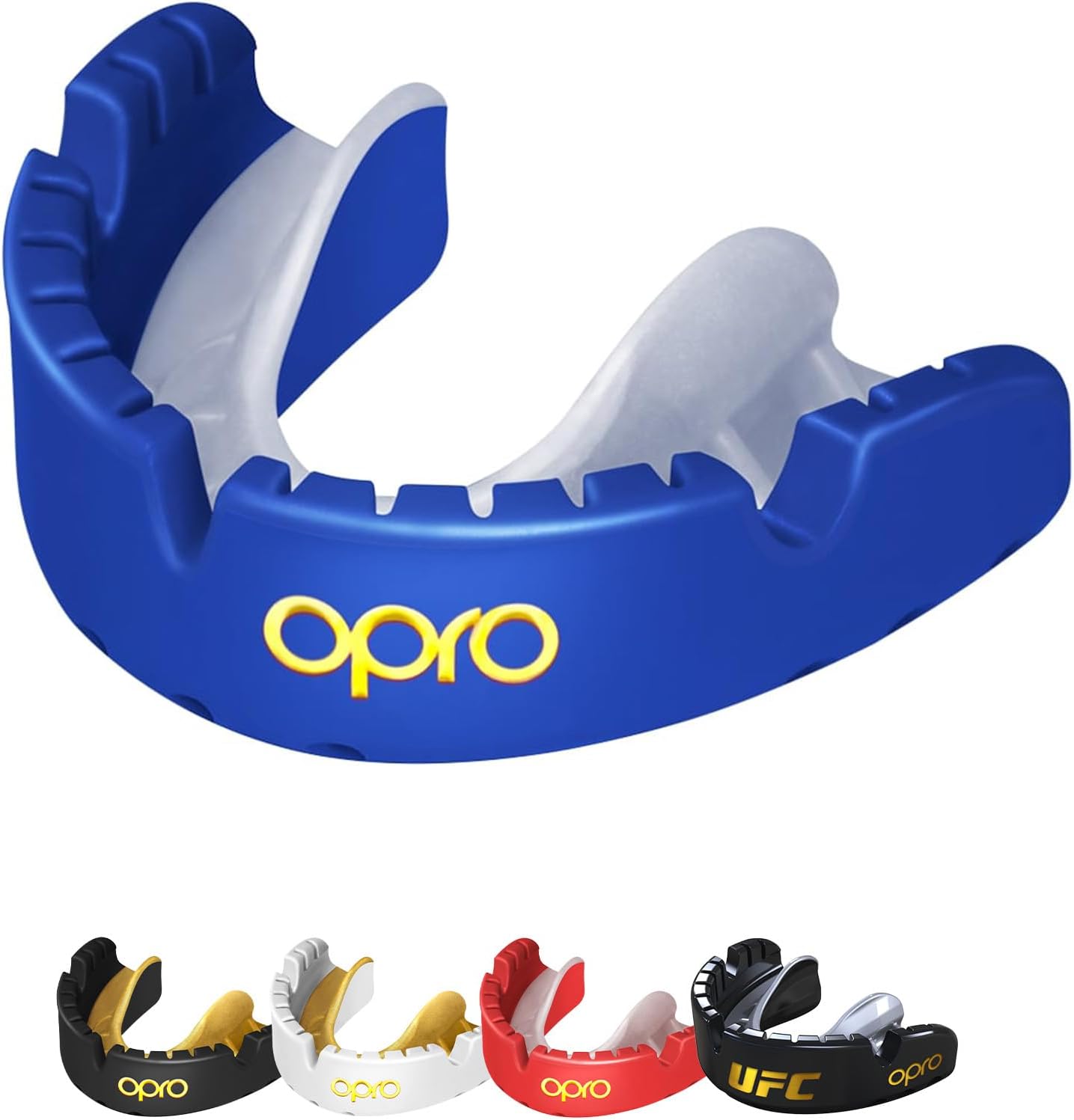 OPRO NEW Gold Braces Level Mouthguard, Adults Sports Mouth Guard, Featuring Revolutionary Fitting Technology for Boxing, Lacrosse, MMA, Martial Arts, Hockey, and All Contact Sports (Blue)