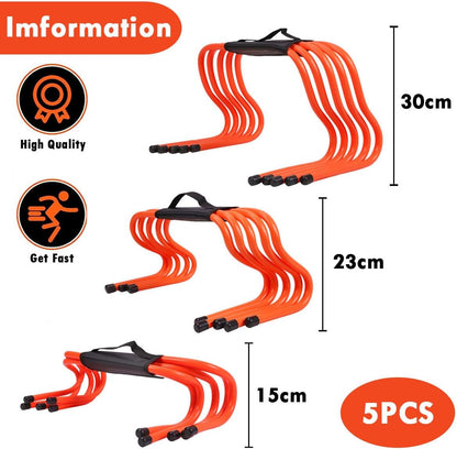 Goodern 5 Pack Agility Speed Training Hurdles Set,Durable Orange Agility Training Hurdles-Plyometric&All Purpose Speed Training Hurdle,Sports Practice Equipment for Athletes,Soccer,Basketball-15CM