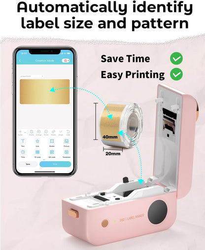 Phomemo Label Maker Machine with Tape-Phomemo D30 Bluetooth Mini Portable Lable Printer,Labeler for Office Home Organization,for Android iOS,Gift for Men,Woman,Cute School Supplies,USB Rechargeable