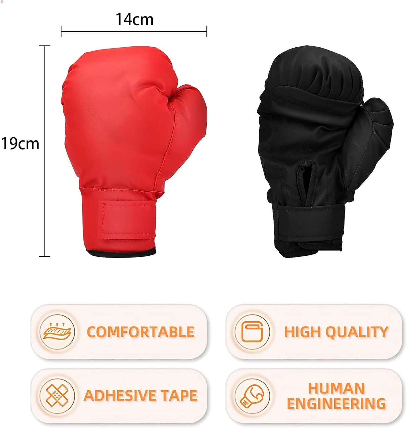 Joyzzz Kids Boxing Gloves, 2 Pair Boxing Training Gloves, Punching Bag Gloves for Beginners and Kids, Shockproof Leather Sparring and Training Gloves Set for 3-12 Years Old Children (Black, Red)