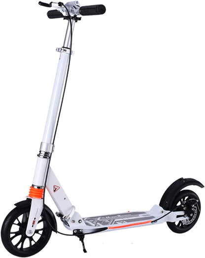 Kick scooter adult - With Double Shock Absorption System, Disc Brakes, 3 Height Adjustable, Support 300 lbs Weight, Suitable For Teenagers And Children Over 8 Years Old.（Non-electric）,White