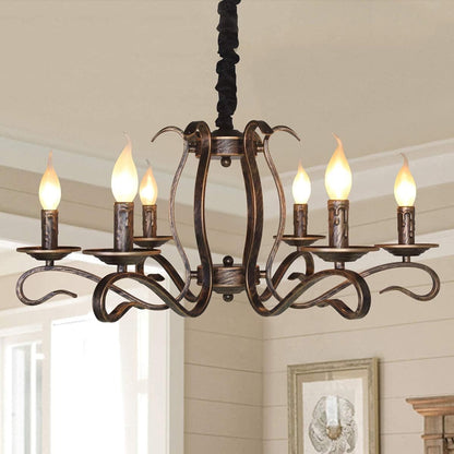 Ganeed French Country Chandeliers,8 Lights Industrial Farmhouse Pendant Light Fixture,Black Candle Ceiling Chandelier Height Adjustable for Living Room Bedroom Entryway Kitchen Island