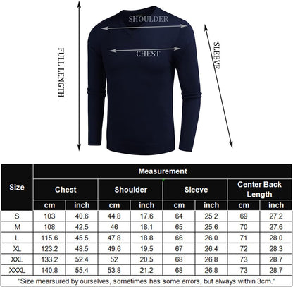 Coofandy Men Casual V Neck Sweater Ribbed Knit Slim Fit Long Sleeve Pullover Top