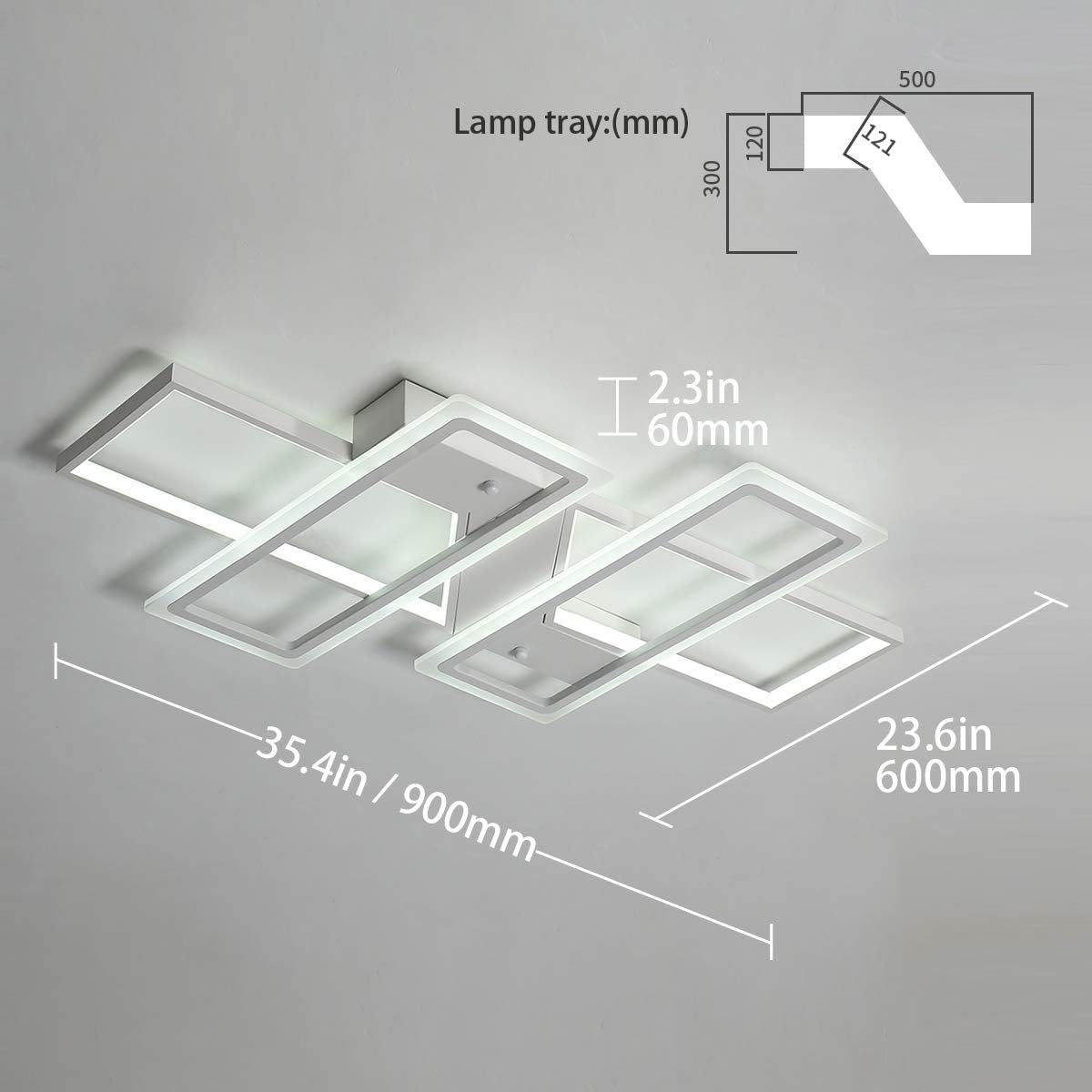 Jaycomey Dimmable Square LED Ceiling Lights, Ceiling Modern Light Acrylic Flush Mount Ceiling Lamps with Remote Control, 50W Black Ceiling Light Fixture for Living Dining Room Bedroom Kitchen