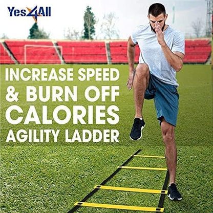 Yes4All Ultimate Agility Ladder Speed Training Equipment - 8, 12, 20 Rungs with Multi Colors - Soccer and Football Training - Speed Ladder for Kids and Adults - Included Carry Bag