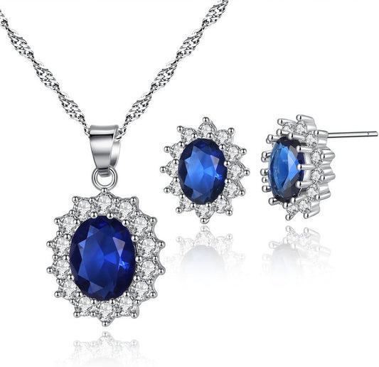 Elegant Cubic Zirconia Necklace and Earring Set for Women Birthday/Valentines Day Gift - Shiny Jewelry Set