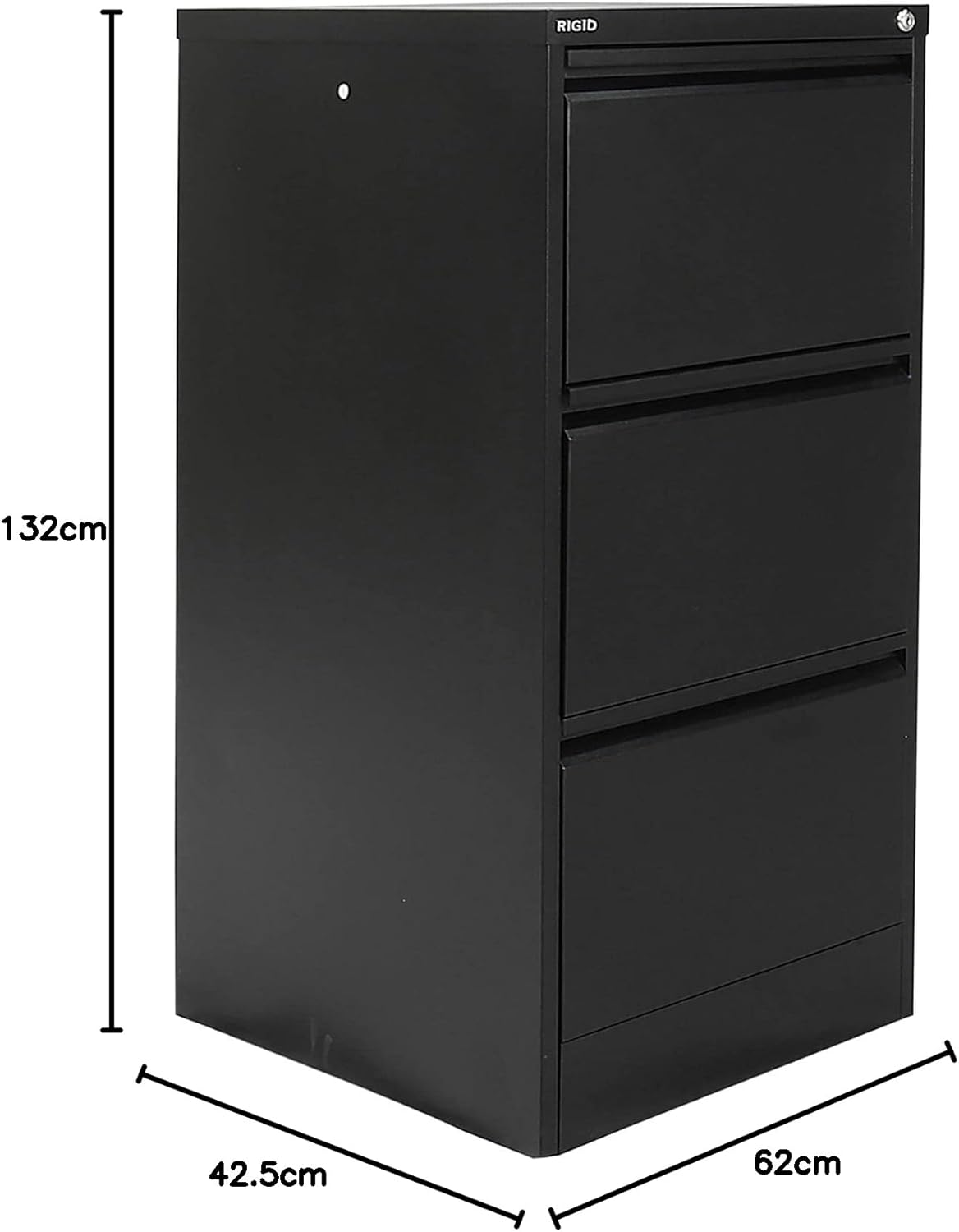 RIGID Steel Vertical Filing Cabinet Large Storage steel Cabinet, Metal Portable Cabinet with 3 Drawers for Legal (White)