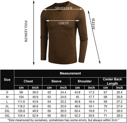 Coofandy Men Casual V Neck Sweater Ribbed Knit Slim Fit Long Sleeve Pullover Top