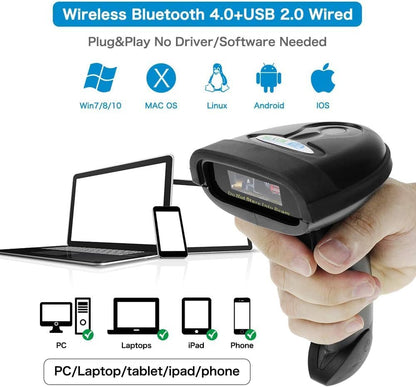 NETUM CCD Barcode Scanner 1D Bluetooth 2.4GHz Wired Cable Barcode Reader NT-1228BC