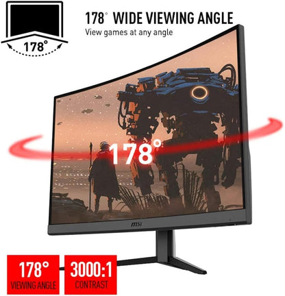 MSI Optix G27CQ4 Curved Gaming Monitor - 27 Inch, 16:9 WQHD (2560 x 1440), 1440p, 2K, VA, 165Hz, 1ms, 1500R, FreeSync Premium, DisplayPort, HDMI, Night Vision, Frameless, Anti-, Less Blue Light