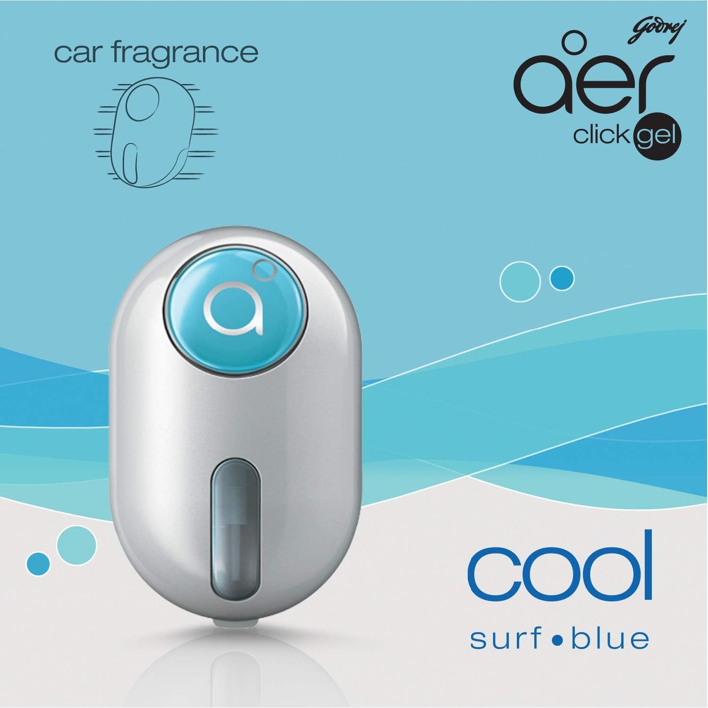 Godrej aer Click, Car Vent Air Freshener Kit - Cool Surf Blue (10G)