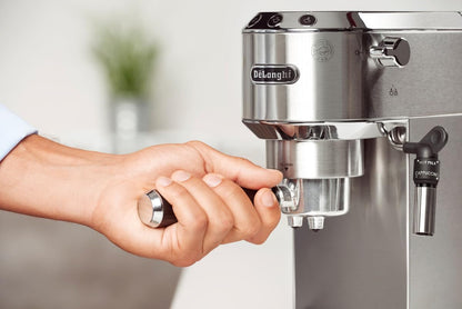 De'Longhi Dedica Pump Espresso Manual Coffee Machine with FREE Electric Coffee Grinder | Cappuccino, Latte, Milk Frother | Stainless Steel Grinding Blade With 12 Settings | EC685.M+KG79 (Metal)