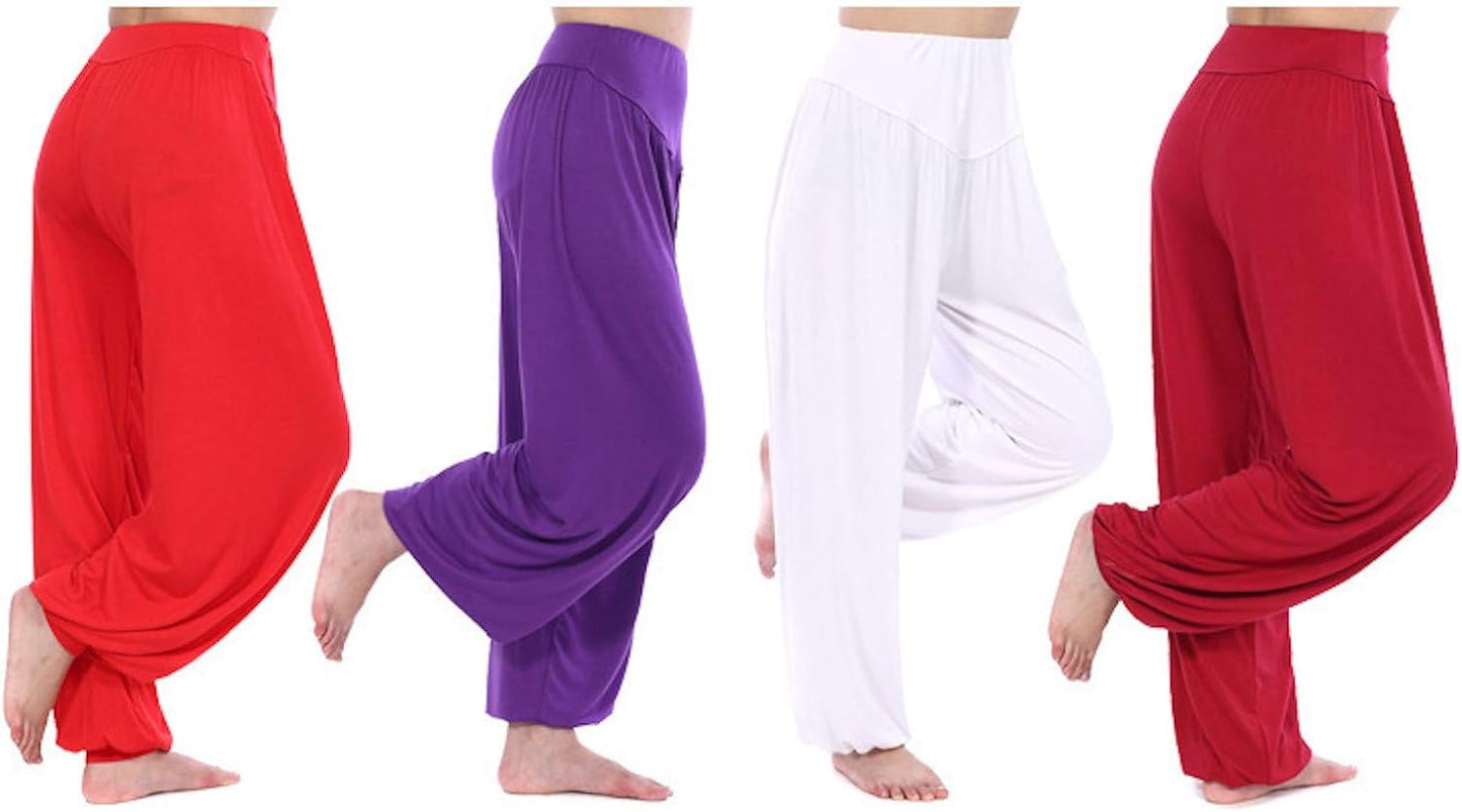 WSLCN Cropped Pants Harem Bouffant Soft Spandex Modal Yoga Pilates Pants Loose Trousers