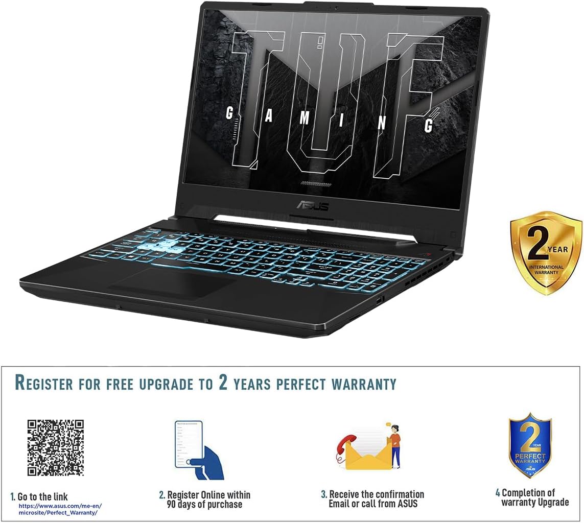 ASUS TUF Gaming F15 FX506HE-HN018W Graphite Black i7-11800H CPU 2.3GHz, 8GB RAM, 512GB SSD, NV RTX 3050 Ti, 4GB VRAM 15.6’’FHD 144Hz, HD Webcam, WIN11, Backlit-Eng-Arb-KB