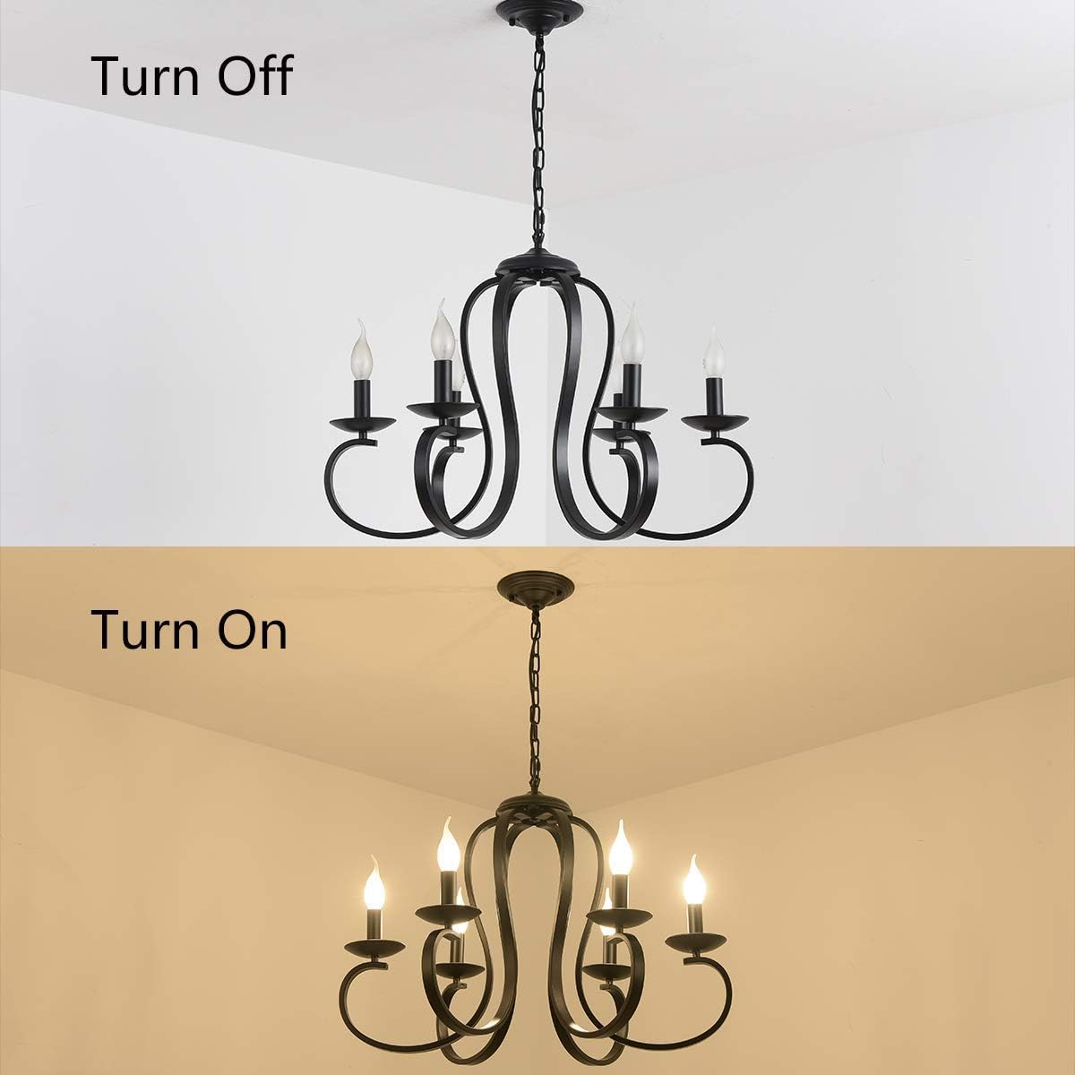 Ganeed Famhouse Chandelier 9-Light Black Classic Candle Pendant Light Fixture Hanging Light Vintage Ceiling Chandelier for Dining Room,Kitchen,Bedroom,Foyer,Living Room