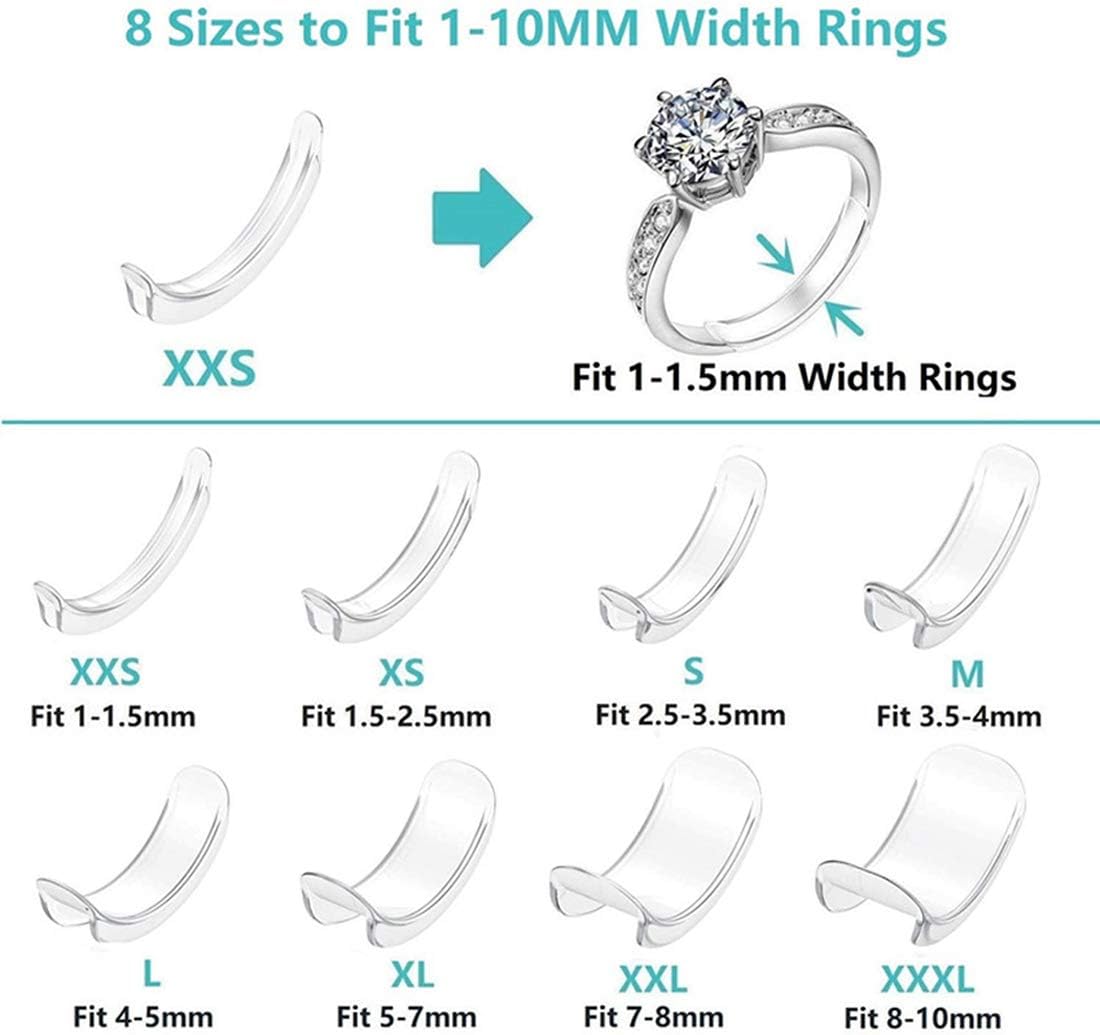 TALITARE Ring Size Adjuster for Loose Rings (Pack of 8,8 Sizes) silicone