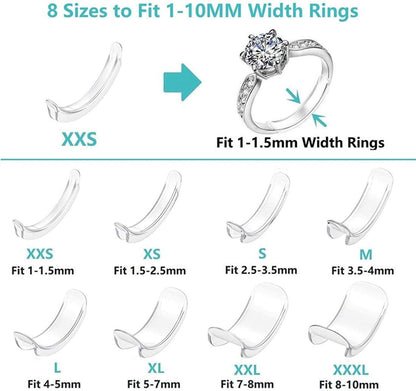 TALITARE Ring Size Adjuster for Loose Rings (Pack of 8,8 Sizes) silicone