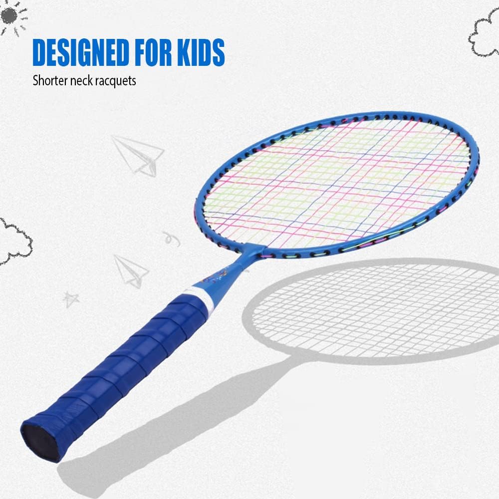 Badminton Rackets for Children,Shuttlecocks Racquet Sports Set w/Lightweight Carrying Bag for Kids Professionals Beginner Players Indoor Outdoor Sport Game