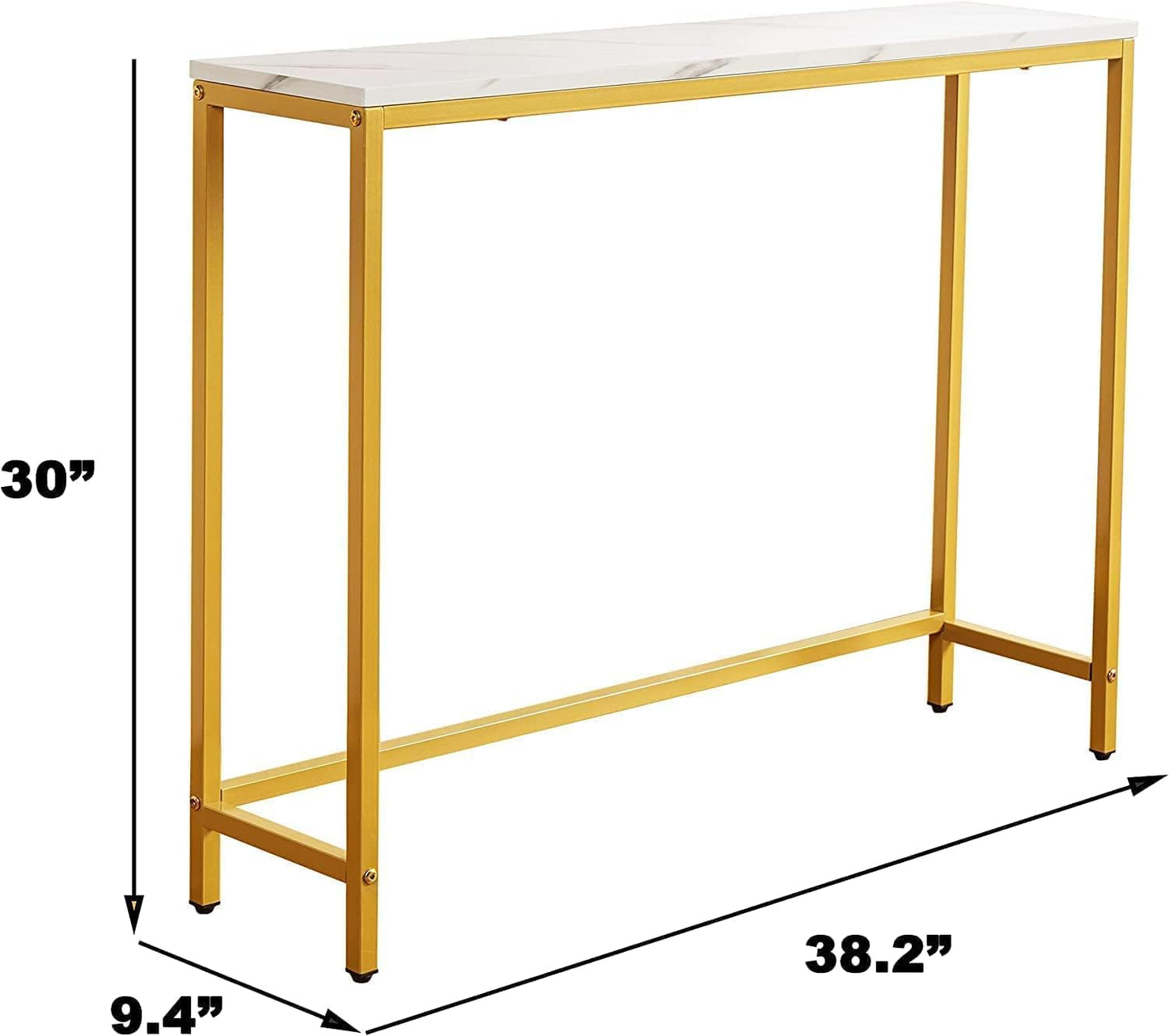 LEDIN Console Table for Entryway, Faux Marble Sofa Table with Golden Frame for Living Room Office Gold (Gold 100x97x24)