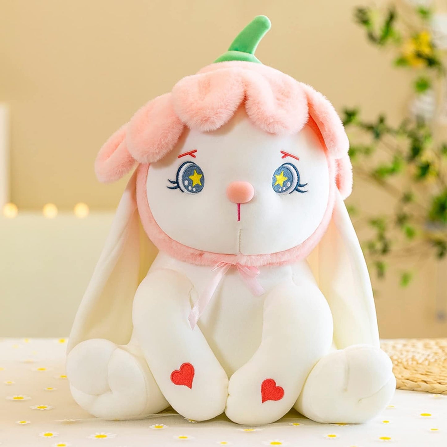 SYOSI Plush Bunny Stuffed Animal Weighted Soft Bunnies Toy Plushie Cute Rabbit Doll Gifts for Kids Girls Adults Little Gift (26cm)