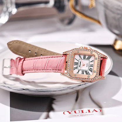 Luxury Womens Watch with Bracelet Gifts Set Rose Gold for Lady Female Elegant Wrist Watches Ladies Stylish Bracelet Watches