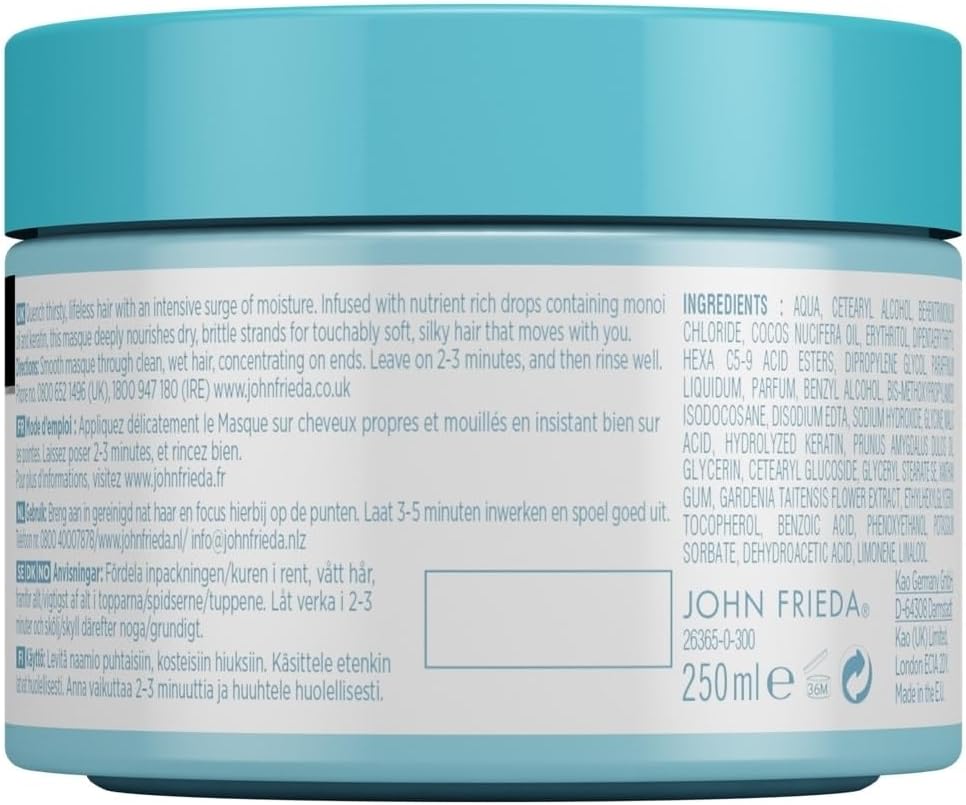 John Frieda Hydrate & Recharge Conditioner 250 Ml, Hydrating Conditioner For Dry, Damaged Hair