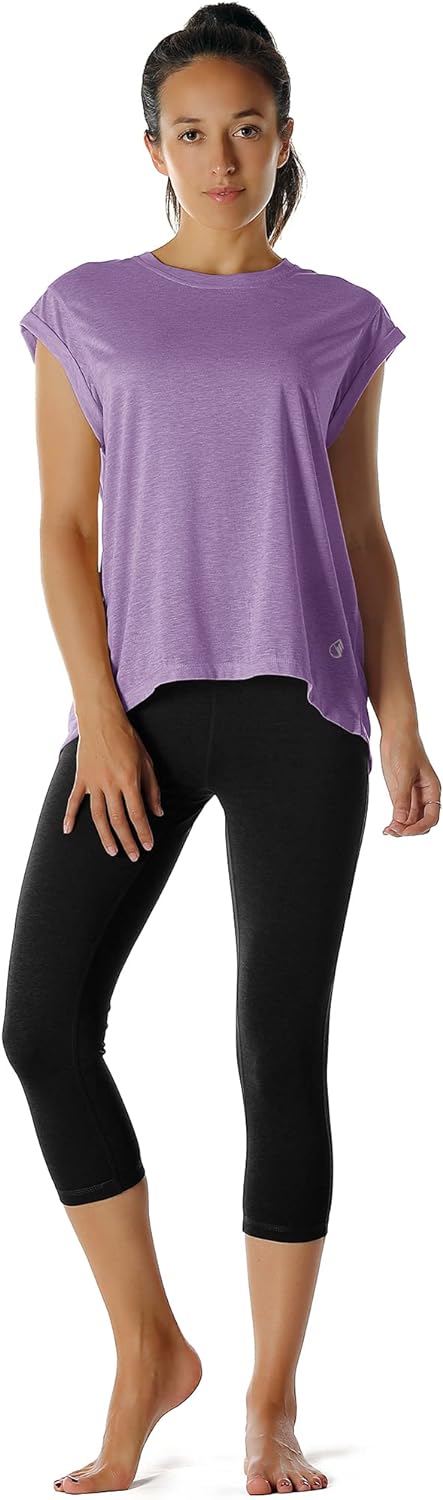 icyzone Open Back Workout Top Shirts - Yoga t-Shirts Activewear Exercise Tops for Women(Pack of 2)