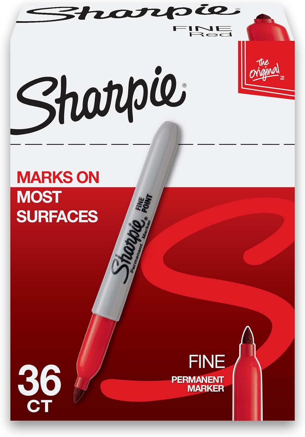 Sharpie Permanent Marker, Fine Point, Black, Pack of 3