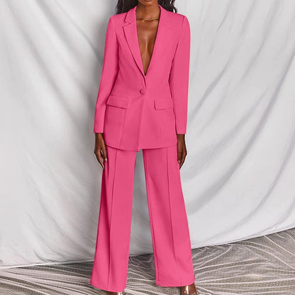 Women's Blazer Suit Set Pants Suit Elegant Business Pants 2-piece Suit Checked Two-piece Suit Slim Fit Streetwear Sporty Jacket Pants Turn-down Collar Work Plain Blazer Pants Set