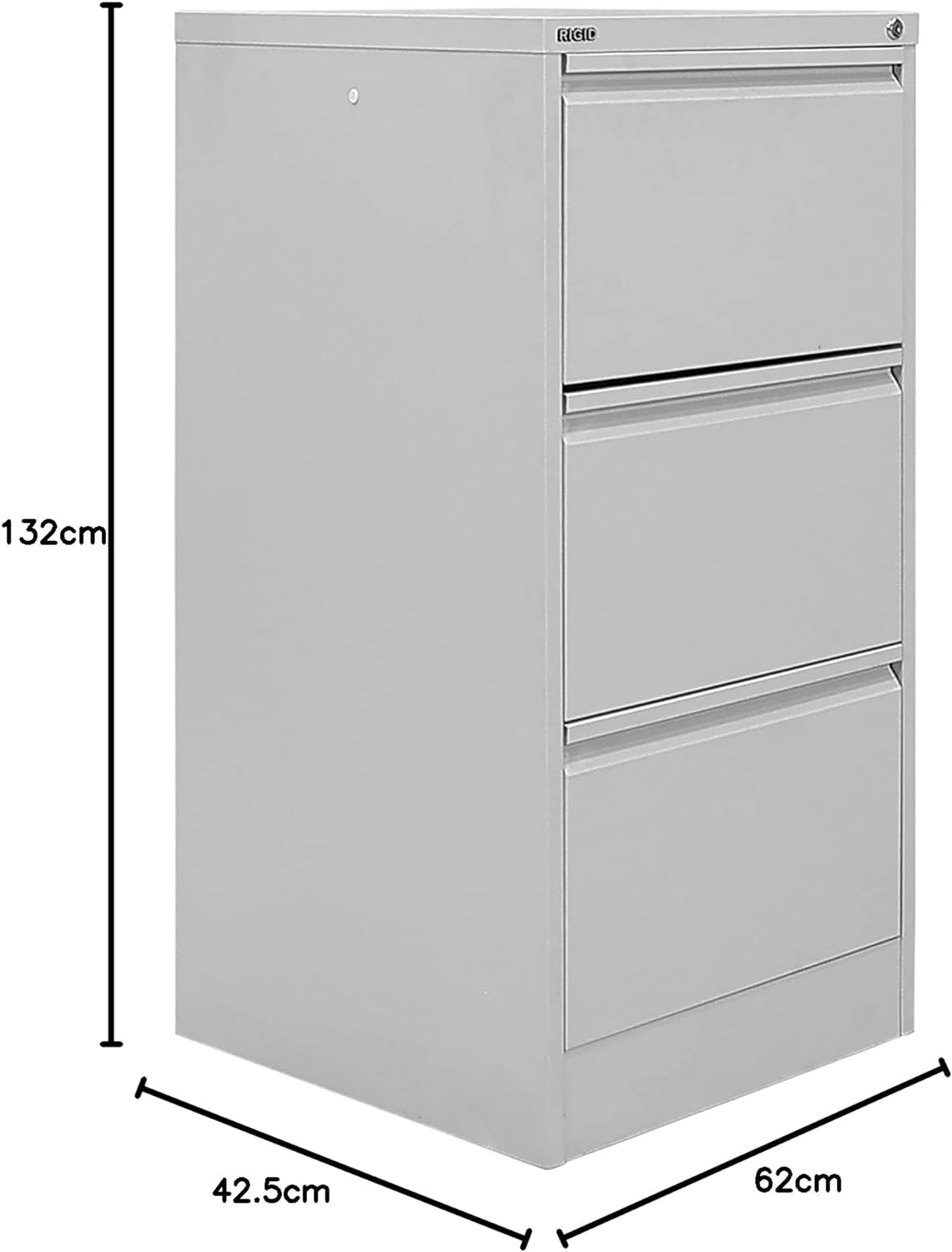 RIGID Steel Vertical Filing Cabinet Large Storage steel Cabinet, Metal Portable Cabinet with 3 Drawers for Legal (White)